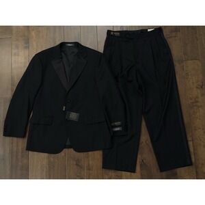Croft & Barrow NWT Men's 2PC Black 2-Button 40S Tuxedo Jacket Wool Blend 34X29